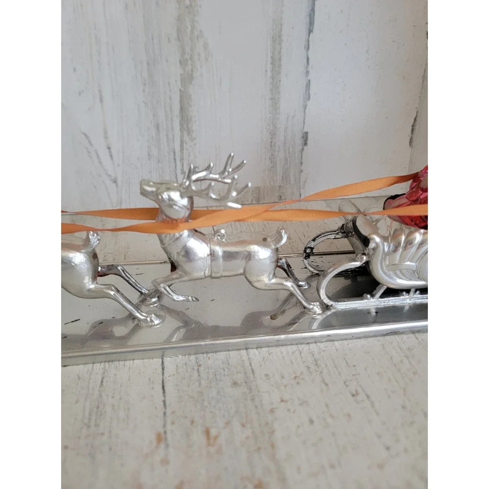 Santa Claus AS IS vintage sleigh unique table top Xmas home decor reindeer